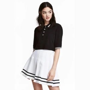 Forever 21 White & black stripes Pleated Varsity Mini Skirt